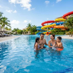 Familia en piscina